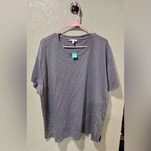 Maurices Gray Tee with Spiderweb Accents